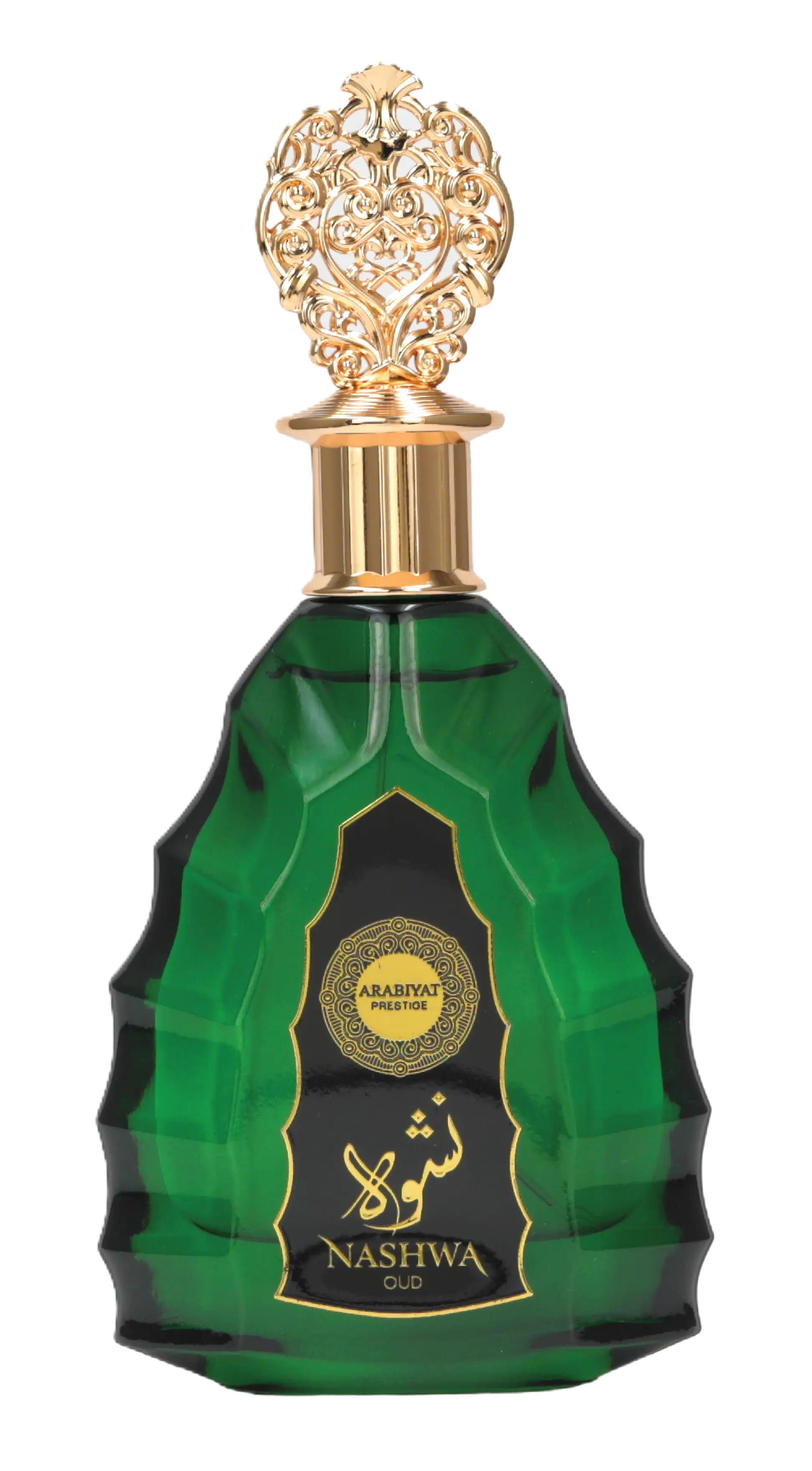 Luxury black and gold perfume bottle Arabiyat Prestige Nashwa Oud