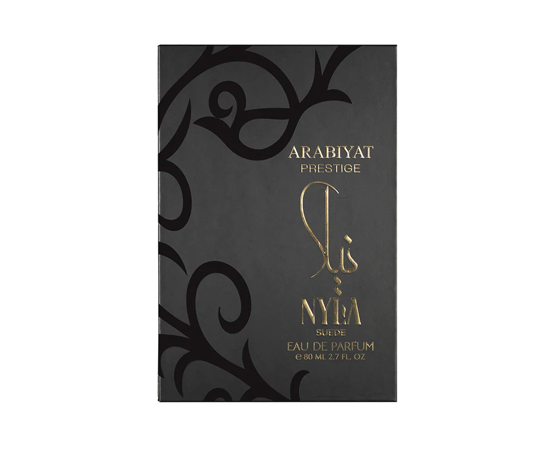 Luxury unisex perfume Nyla Suede by Arabiyat Prestige - a sensuous leather and gourmand scent