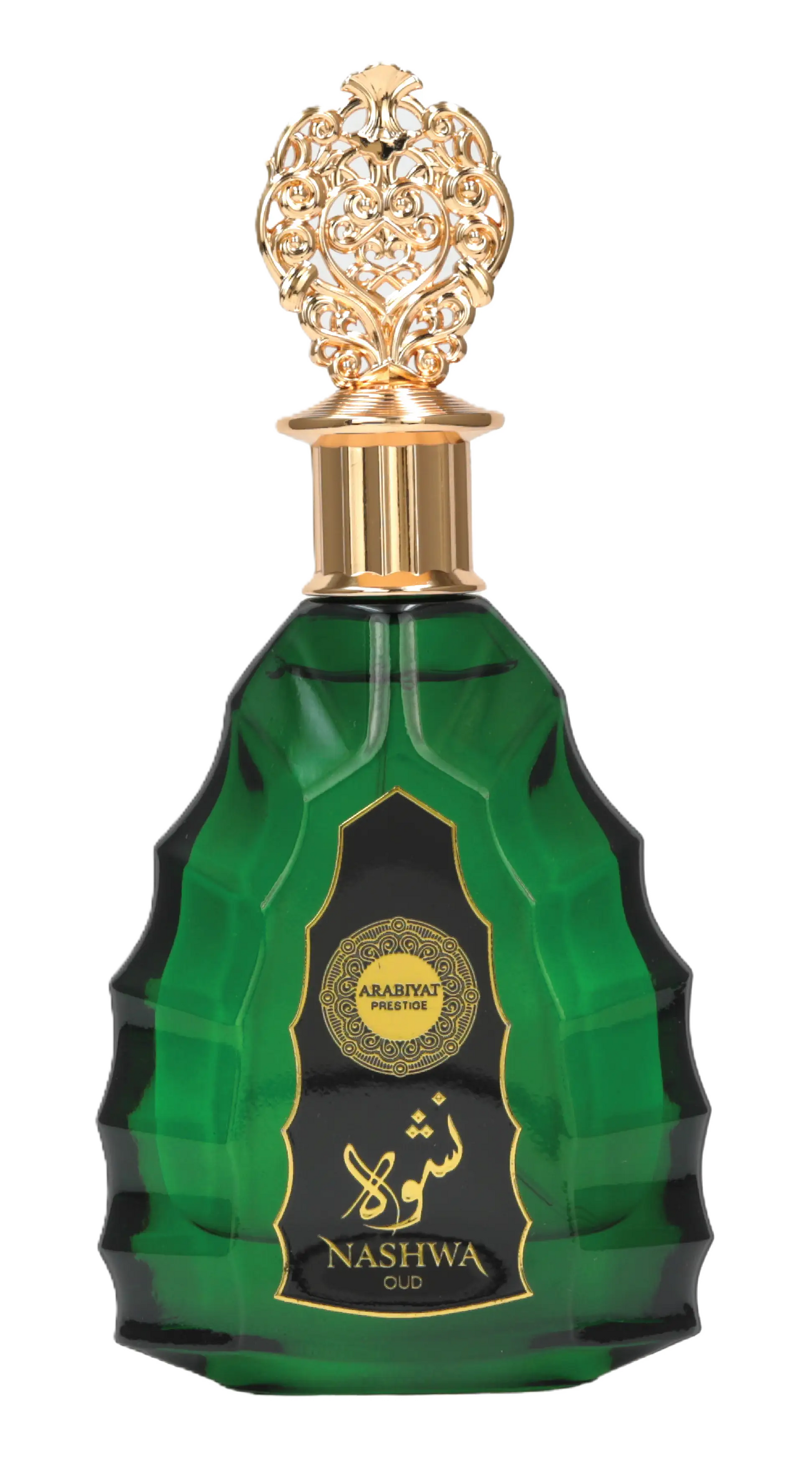 Luxury black and gold perfume bottle Arabiyat Prestige Nashwa Oud