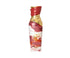 Decorative bottle with red and gold design on a white background